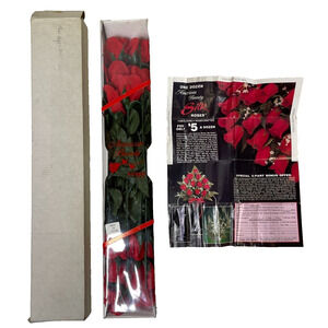 1 Dozen Red Silk Roses – American Beauty Fake Flowers for Decor or Craft Use NEW
